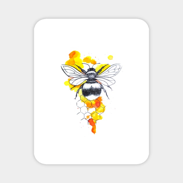 Bumble Bee Kind Watercolour Magnet by InkySwallows