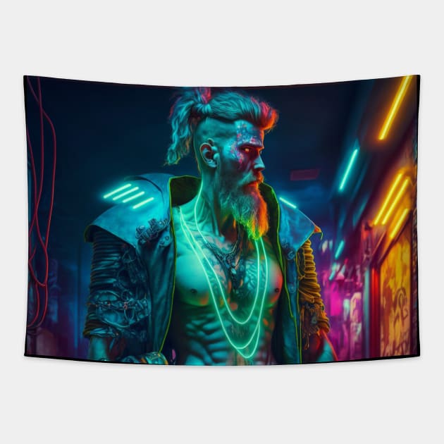 Viking Cyberpunk Tapestry by Geek Culture