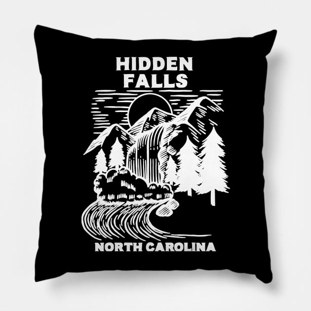 Hidden Falls Hanging Rock State Park, North Carolina - NC Waterfall Blue Ridge Parkway Cataractophile Pillow by jennlie