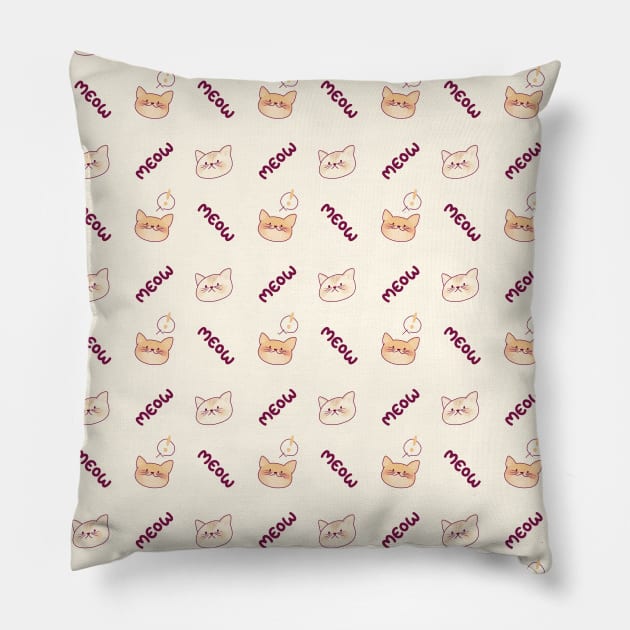 Cat Meow Meow Pattern Pillow by ClaudiaRinaldi