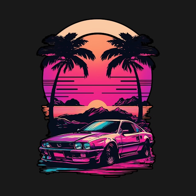 Retro Car in Synthwave Style by Snoe