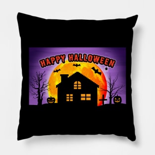 Happy Halloween - Spooky Haunted House Pillow