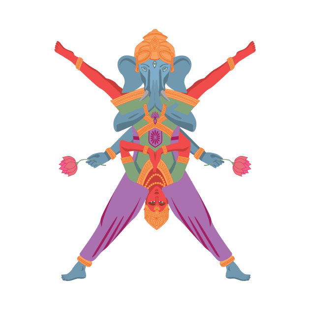 Hindu God and Goddess Acro yoga by Sokari