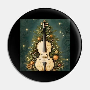 Vintage Hold To Light Christmas Tree With Violin Pin