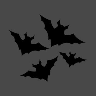 Halloween bats black cool spooky silhouette pattern on gray T-Shirt