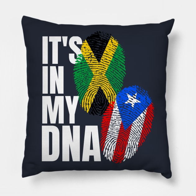 Jamaican Plus Puerto Rican Flag DNA Heritage Gift Pillow by Just Rep It!!