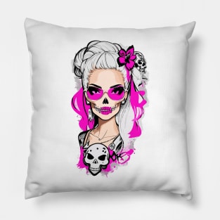 Skull Barbie Pink Glasses Pillow