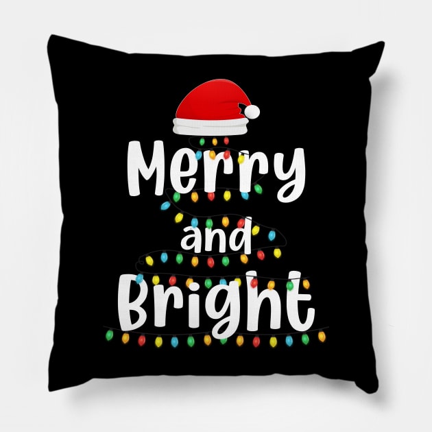 christmas funny merry and bright Pillow by Bagshaw Gravity