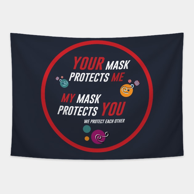 Your Mask Protects Me Tapestry by ZUNAIRA