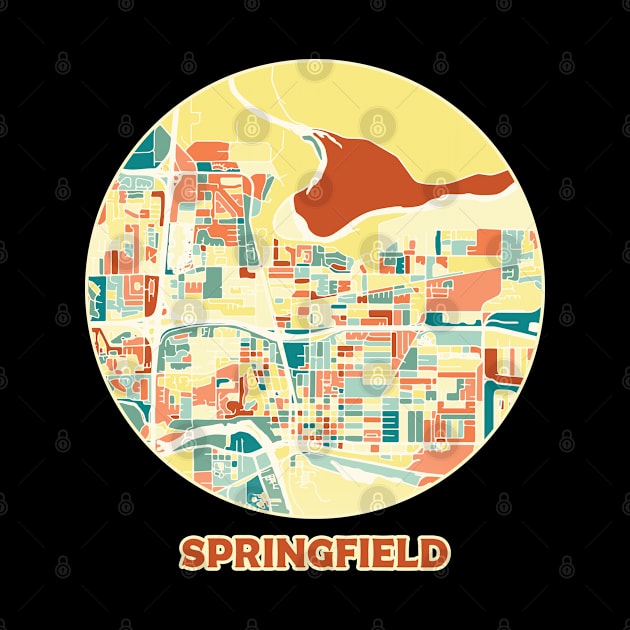 Springfield Oregon map in mozaique colors by SerenityByAlex