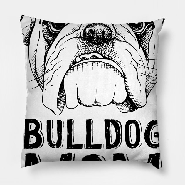 Bulldog Mom Hand Drawn Art Pillow by snnt