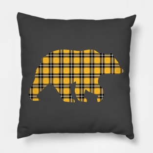 Yellow Plaid Bear Pillow