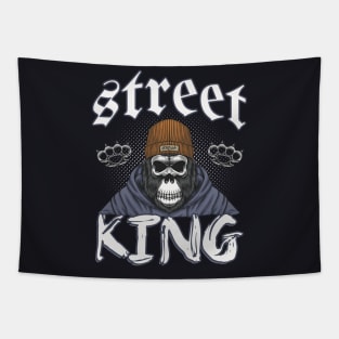 Gorilla Skull Street King Tapestry