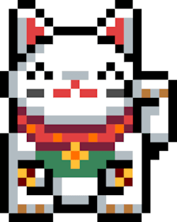 Maneki-Neko Lucky Cat 8-Bit Pixel Art Magnet