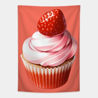 Sweet Strawberry Cupcake Tapestry