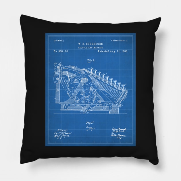 Adding Machine Patent - Accountant Accounting Office Art - Blueprint Pillow by patentpress