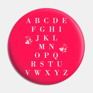 English Alphabet with Flowers Pin