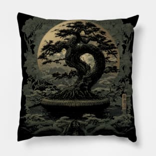 Bonsai Tree and Moon - Japanese Traditional Artwork Drawing Pillow