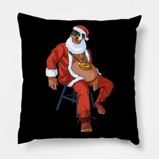 Black Santa Claus Hip Hop Gangster Christmas Rap Pillow