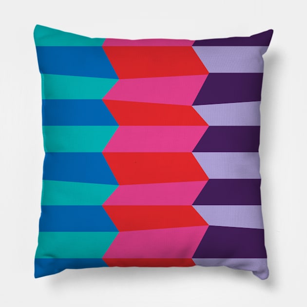 Abstract pattern with stripes in red and pink Pillow by Piakolle