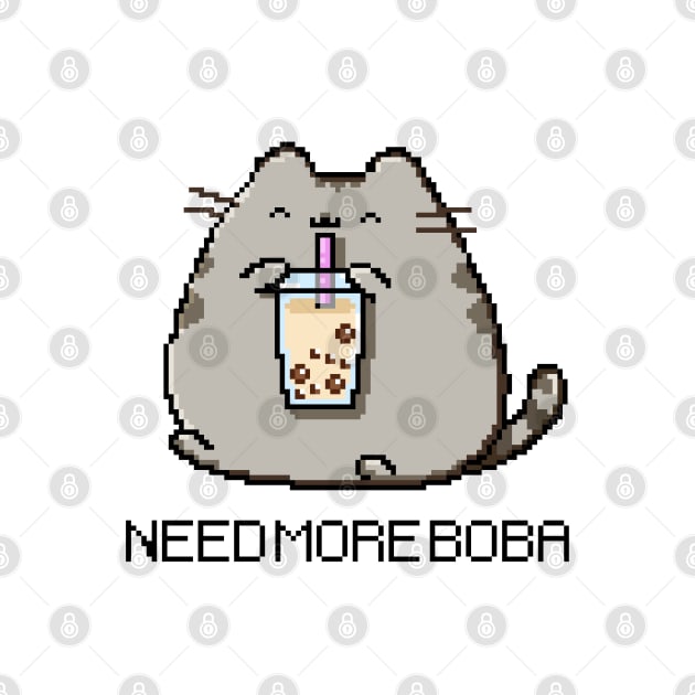 Pixel Chubby Cat Needs More Boba Tea! by SirBobalot