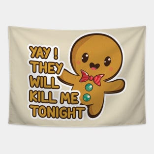 Cute Killing Ginger Bread Cookie Christmas 2020 Tapestry