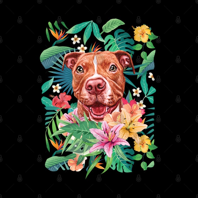 Tropical Red Pit Bull Pitbull 1 by LulululuPainting