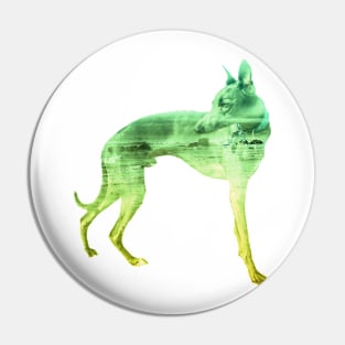 Green & Yellow Waves Whippet Pin