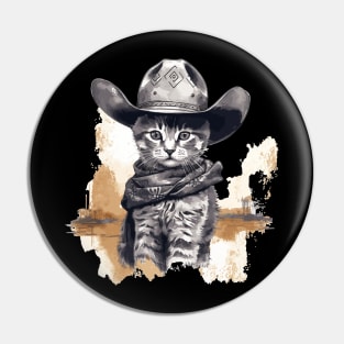 Funny Cat Cowboy Cowgirl Meow Howdy Meowdy Pin