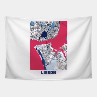 Lisbon - Portugal MilkTea City Map Tapestry