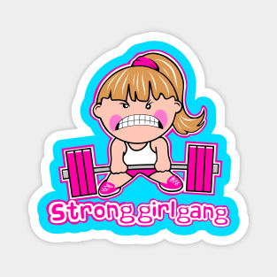 Strong Girls, fitness girl, gym girl, barbell girl Magnet