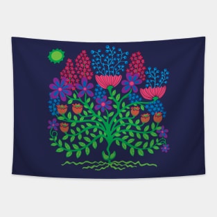 FLOWER BURST Retro Boho Floral Botanical in Bright Purple Pink Blue Green - UnBlink Studio by Jackie Tahara Tapestry