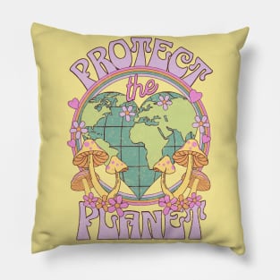 Protect the Planet Retro Earth Day Pillow