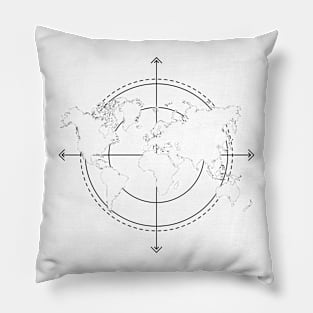 world map compass Pillow