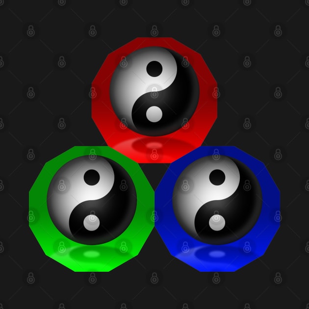 Yin Yang Triangle - Red, Blue and Green by The Black Panther