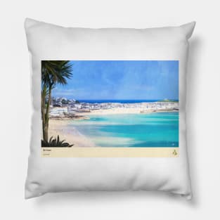 St Ives, Cornwall, Travel poster (Landscape) Pillow