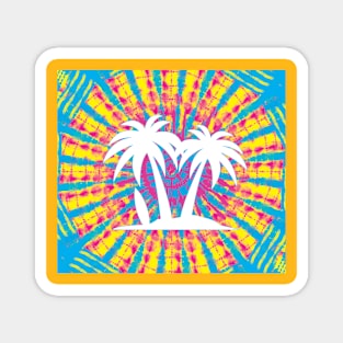 Tie-dye Palm Trees with Surfboard Magnet