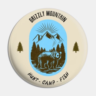 Grizzly Mountain Hunt Camp Fish - Blue Pin