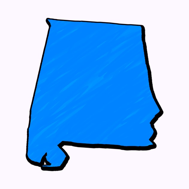 Bright Blue Alabama Outline by Mookle