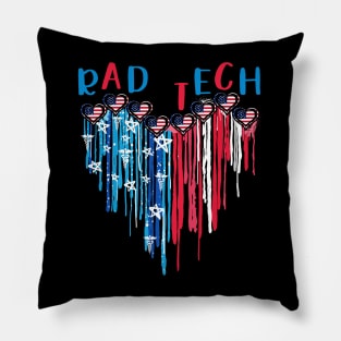 Rad Tech American Flag Melting Heart 4th Of July Pillow