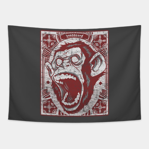 Angry Chimp Tapestry by LostHose