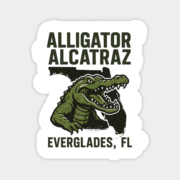 Alligator Alcatraz Everglades Florida Vintage Outdoor Badge Magnet by ArtistTee ⭐⭐⭐⭐⭐