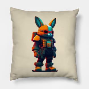 Cyberpunk Bunny Retro Vintage Pillow