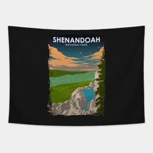 Shenandoah National Park at Night Vintage Minimal Travel Poster Tapestry