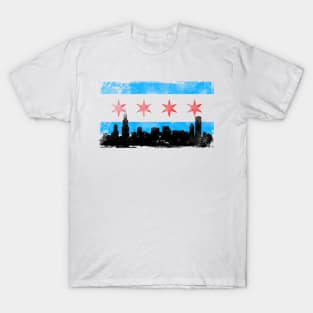 Chicago Skyline // Retro Vintage Faded Style Design - Chicago - T-Shirt