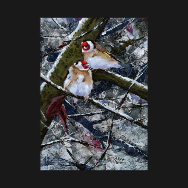 Goldfinches in winter by thryngreen