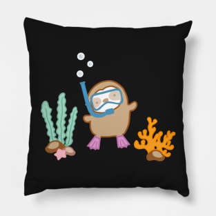Cute Snorkeling Sloth Pillow