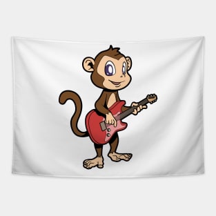 Cartoon monkey playing electric guitar Tapestry