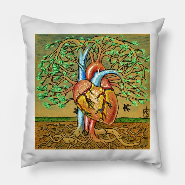 Heart Tree: Spring Pillow by mikeskki