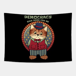 Save Democracy Patriotic Cat Tapestry